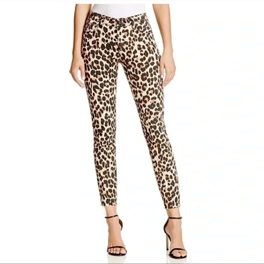 Paige Hoxton ankle leopard raw hem denim